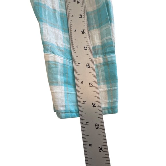 Polo Ralph Lauren Western Diamond Pearl Snap Shirt Women's M Turquoise Plaid - Picture 11 of 14
